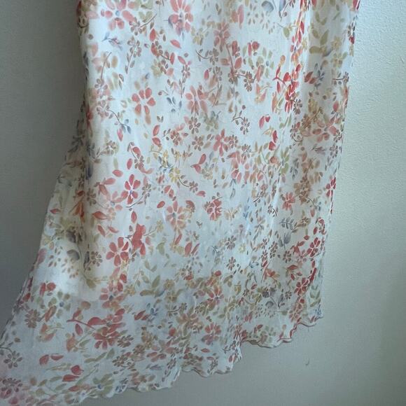 Vintage Y2K Rave Floral Empire Waist Midi Dress Lace Trim Cottagecore Size M-L - Picture 6 of 9